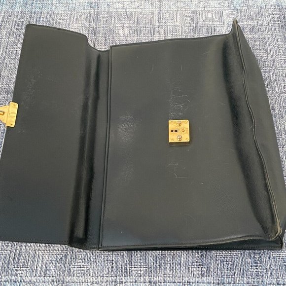 Auth YVES SAINT LAURENT Bag Business Document Bag 2 way Clutch Bag Black Leather - Picture 6 of 13